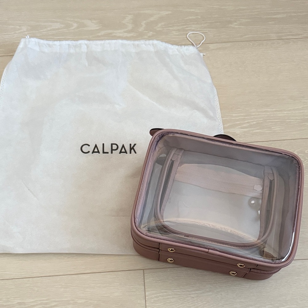 Calpak Transparent Medium Travel Case with Pink Trim